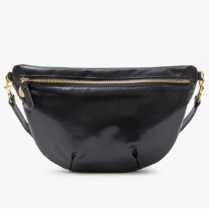 Clare V Grande Fanny Black Leather Crossbody Bag